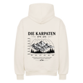 DIE KARPATEN Heavyweight Oversized Hoodie in Natural Raw mit topografischem Bergkarten-Backprint