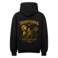 TRANSYLVANIA Heavyweight Oversized Hoodie in Schwarz mit gelbem Schloss- und Mond-Backprint