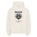 Balkan Heritage Wolf Oversized Hoodie in Natural Raw mit großem Wolf-Frontprint
