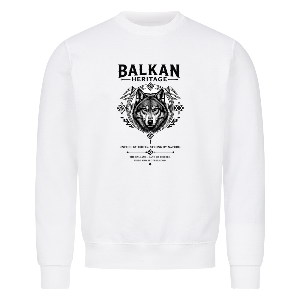 BALKAN HERITAGE Wolf Sweatshirt in Weiß mit Wolf-Frontprint