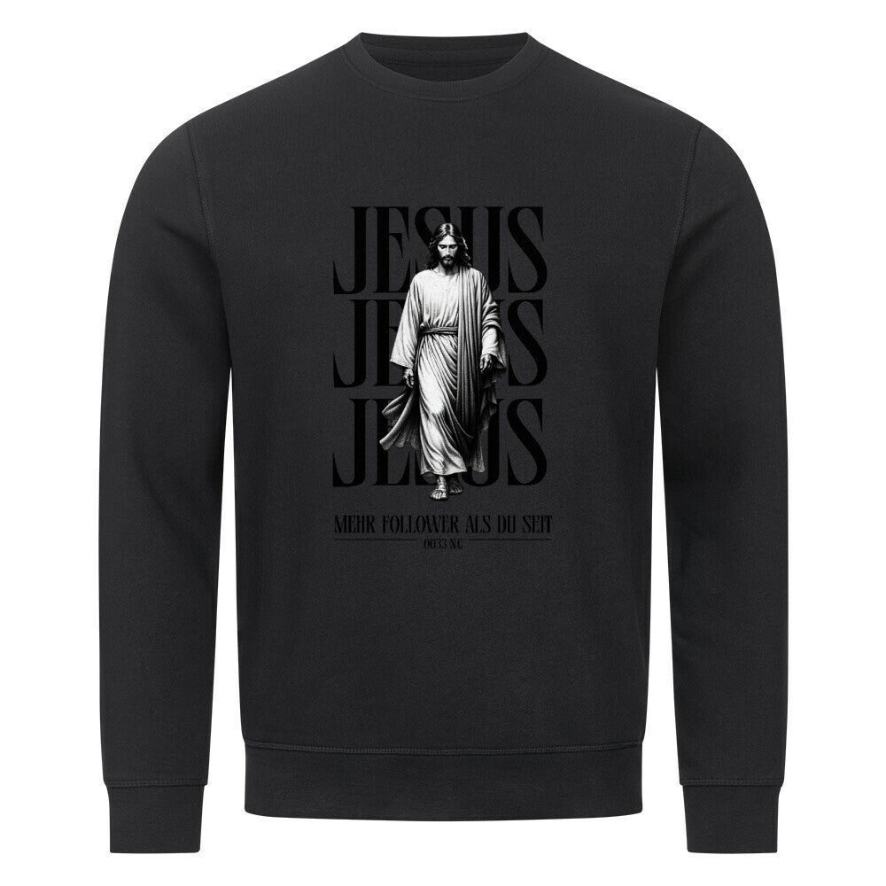 Schwarzes Jesus Sweatshirt mit großem Jesus-Print – Unisex Streetwear von CapraNoirLab